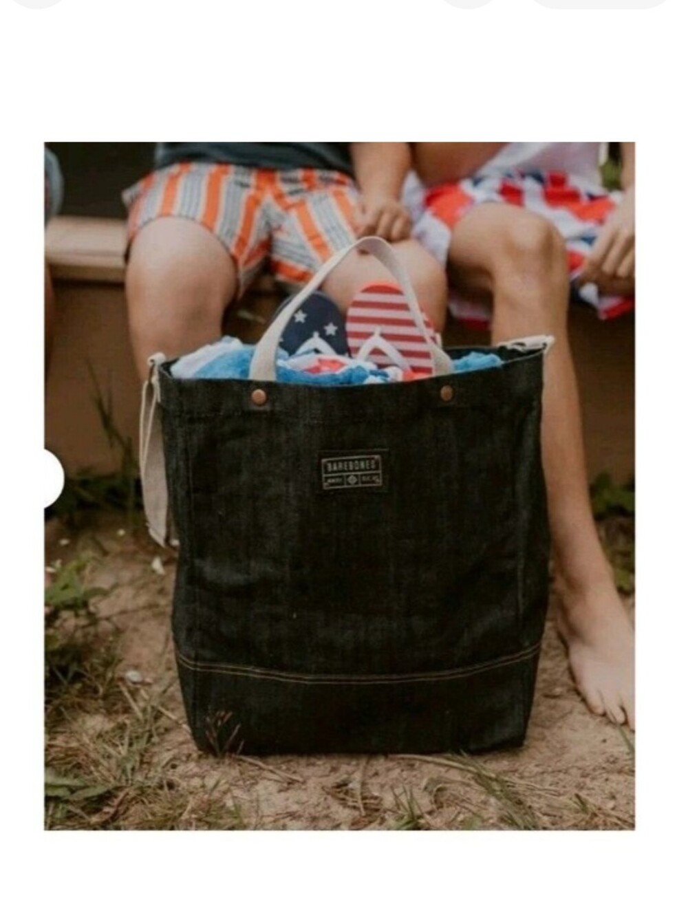 Barebones Neelum Tote Bag 2-Piece Set Denim Authentic New With Tag - Picture 3 of 7
